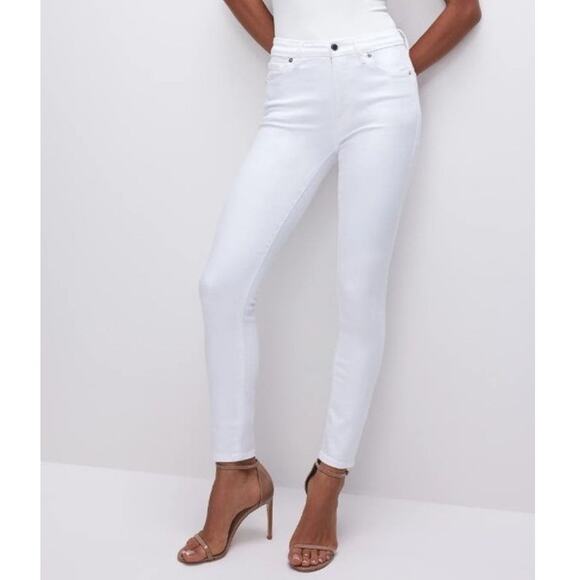 Good American Good Legs Skinny Ankle Jeans Mid Rise White Denim Womens Size 6/28 - Picture 1 of 10